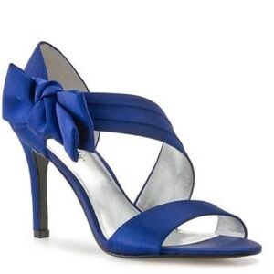 Lulu Townsend Royal Blue Satin Heels with Bow
